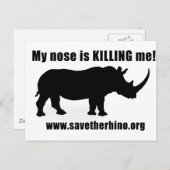 Carte Postale Enregistrer le Rhino (Devant / Derrière)