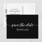 Carte Postale Enregistrer le script Date Simple mariage noir bla (Devant / Derrière)