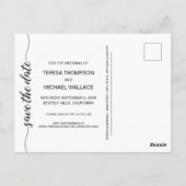 Carte Postale Enregistrer le script Date Simple mariage noir bla (Dos)