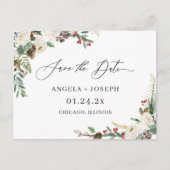 Carte Postale Enregistrer le script de date Rustic Winter Floral (Devant)