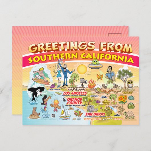 Carte Postale Enregistrer les salutations de date de Socal (Devant / Derrière)