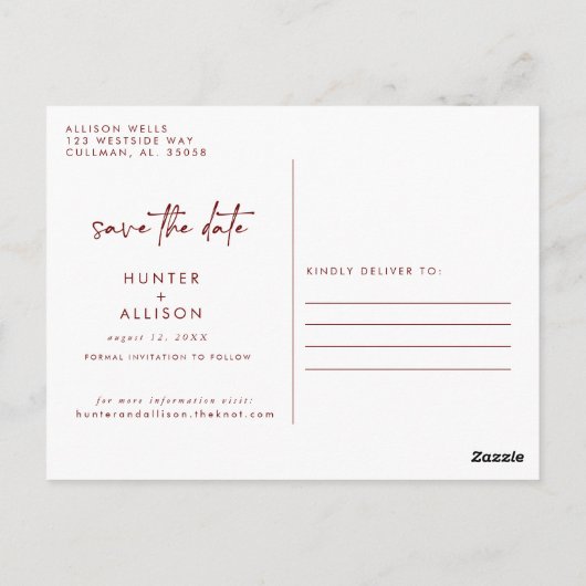 Carte Postale Enregistrer L'Invitation Date (Dos)