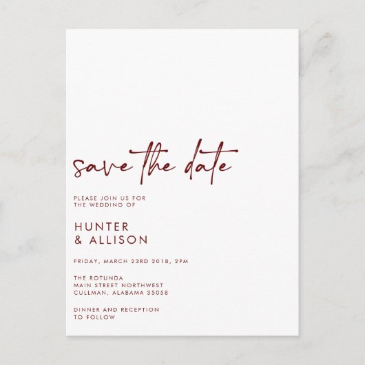 Carte Postale Enregistrer L'Invitation Date (Devant)