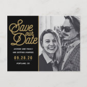 Carte Postale Enregistrer notre date Modern Script Mariage photo (Devant)