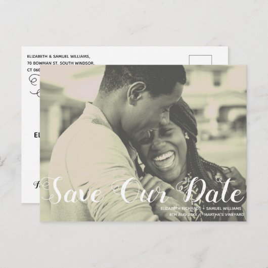 Carte Postale Enregistrer notre Faire-part Mariage de date (Devant / Derrière)