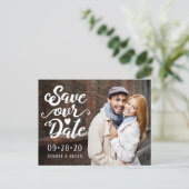 Carte Postale Enregistrer notre Mariage de date | Script manuscr (Debout devant)