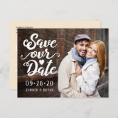 Carte Postale Enregistrer notre Mariage de date | Script manuscr (Devant / Derrière)