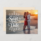 Carte Postale Enregistrer notre Mariage de date | Script Ornat m (Devant / Derrière)