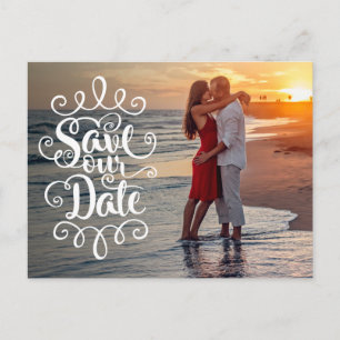 Carte Postale Enregistrer notre Mariage de date   Script Ornat m