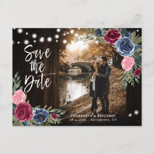 Carte Postale Enregistrez la date de votre mariage en photo Bois