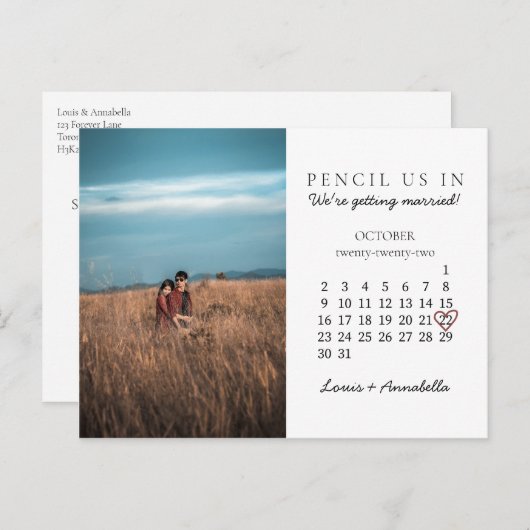 Carte Postale Enregistrez la date du mois d'octobre 2022 Calendr (Devant / Derrière)