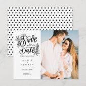 Carte Postale Enregistrez la date Floral Main Script Photo Simpl (Devant / Derrière)