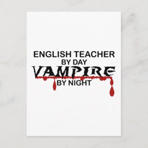 Carte Postale Enseignant anglais Vampire par nuit