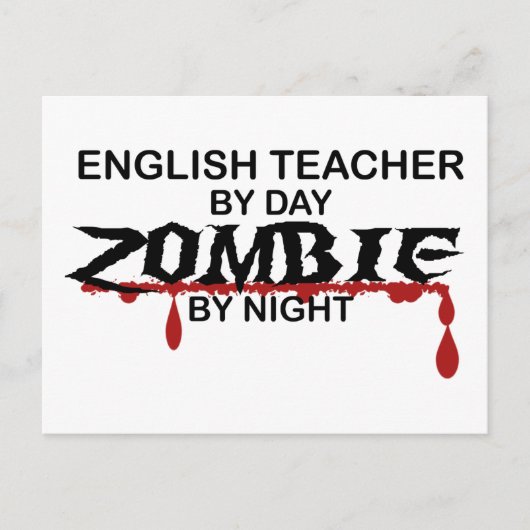 Carte Postale Enseignant anglais Zombie (Devant)