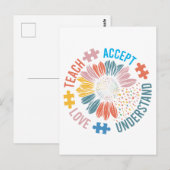 Carte Postale Enseignant Autisme Enseigner Accepter Comprendre A (Devant / Derrière)