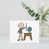 Carte Postale Enseignant avec globe (Debout devant)