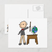 Carte Postale Enseignant avec globe (Devant / Derrière)