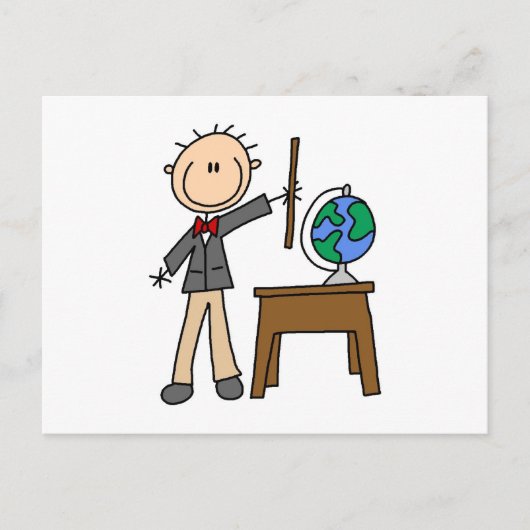 Carte Postale Enseignant avec globe (Devant)