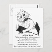 Carte Postale Enseignant de chat avec livre éducatif (Devant / Derrière)