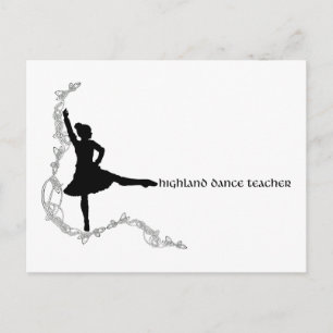 Carte Postale Enseignant de danse Highland - Silhouette noire