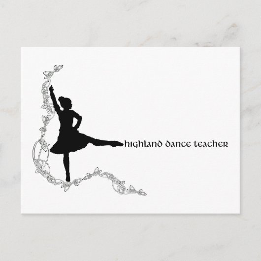 Carte Postale Enseignant de danse Highland - Silhouette noire (Devant)