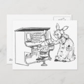 Carte Postale Enseignant de piano Bunny et son élève (Devant / Derrière)