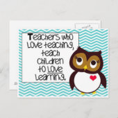 Carte postale - Enseignant et Chouette (Devant / Derrière)