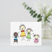 Carte Postale Enseignant Et Enfants (Debout devant)