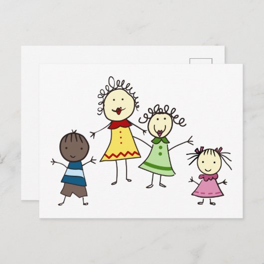 Carte Postale Enseignant Et Enfants (Devant / Derrière)