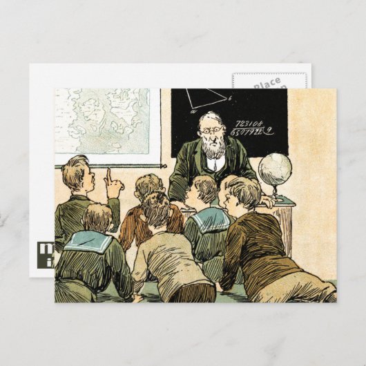 Carte Postale Enseignant et étudiants. Art vintage (Devant / Derrière)