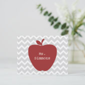 Carte Postale Enseignant Grey Chevron & Red Apple (Debout devant)
