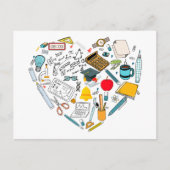 Carte Postale Enseignant Professeur Outil Coeur (Devant)