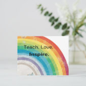 Carte Postale Enseignant Whimsical Aimer Inspirer Rainbow Teache (Debout devant)