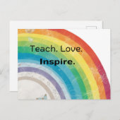 Carte Postale Enseignant Whimsical Aimer Inspirer Rainbow Teache (Devant / Derrière)