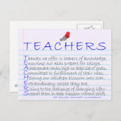 Carte Postale Enseignants (Acrostique) (Devant / Derrière)