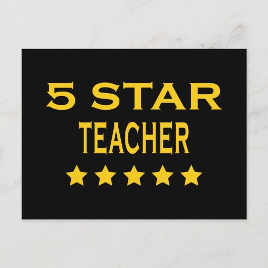 Carte Postale Enseignants Cool amusants : Enseignant cinq étoile (Devant)