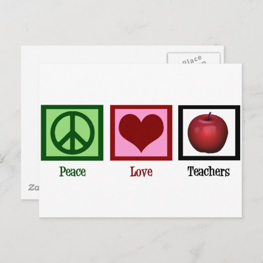Carte Postale Enseignants Peace Love (Devant / Derrière)