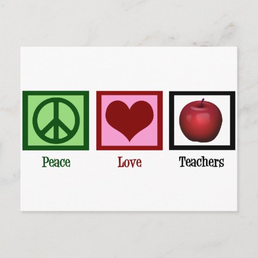 Carte Postale Enseignants Peace Love (Devant)