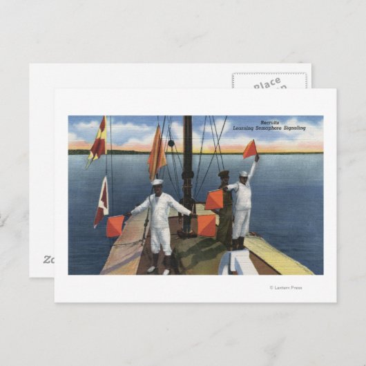 Carte Postale Enseignement des recrues Semaphore Signal - US Nav (Devant / Derrière)