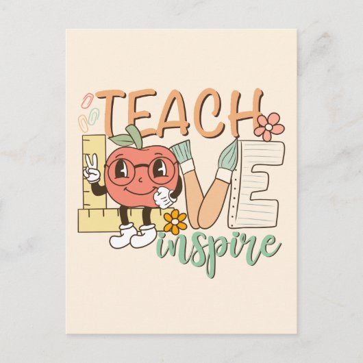 Carte Postale Enseigner l'inspiration de l'amour - fournitures s (Devant)