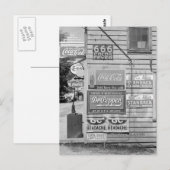 Carte Postale Enseignes sur un magasin général, 1938 (Devant / Derrière)
