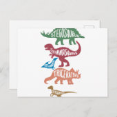 Carte Postale Ensemble de silhouettes de différents dinosaures (Devant / Derrière)
