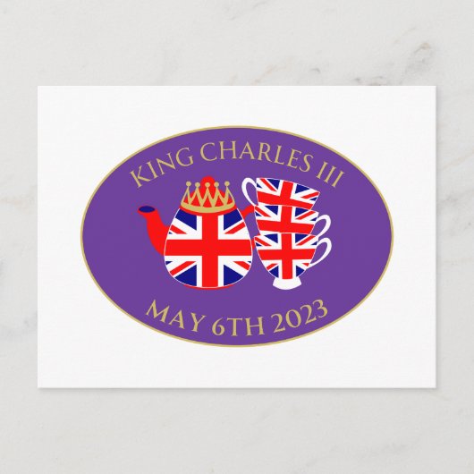 Carte Postale Ensemble de thé Union Jack pour le couronnement du (Devant)