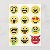Carte Postale Ensemble Emoticon Pixel Art Emoji (Devant)
