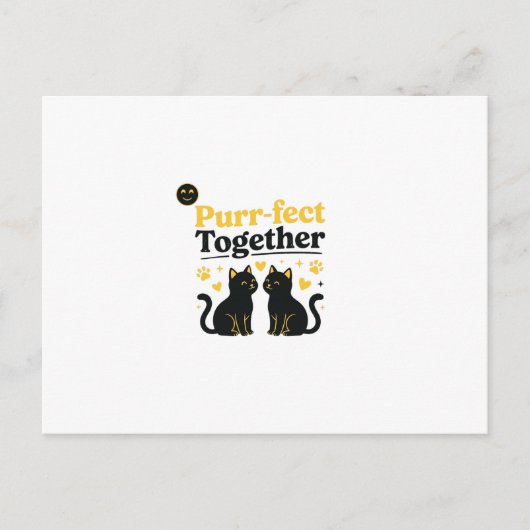 Carte Postale Ensemble Parfait | Couples de Chats Drôles (Devant)