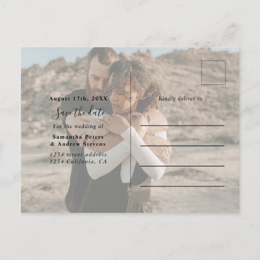 Carte Postale Ensemble script moderne 2 photos enregistrer la da (Dos)