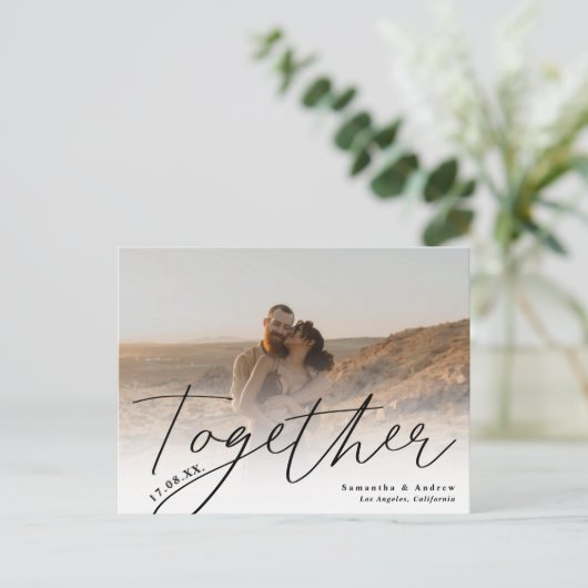 Carte Postale Ensemble script moderne 2 photos enregistrer la da (Debout devant)