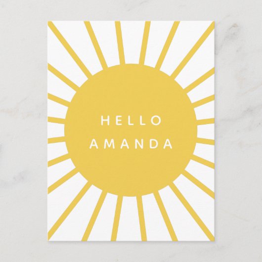 Carte Postale Ensoleillement | Nom Hello Modern Scandi Mustard S (Devant)