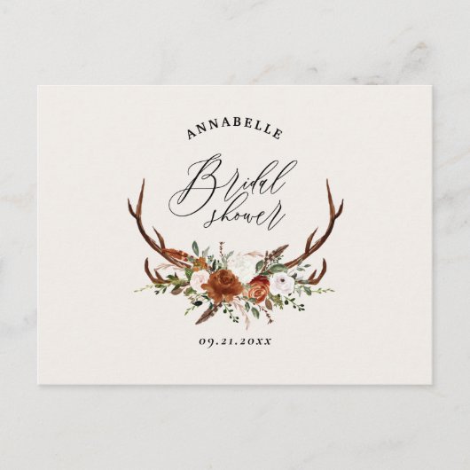 Carte Postale Enterrement de vie de jeune fille rose rouille flo (Devant)