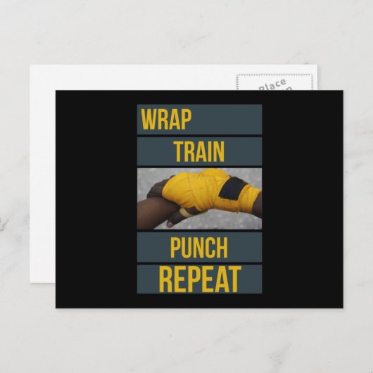 Carte Postale Entraînement de boxeur de boxe Citation Wrap Train (Devant / Derrière)